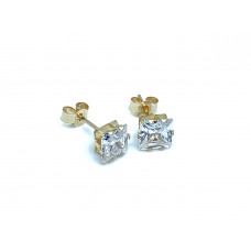 9CT GOLD 3MM DIA SQUARE CZ PAIR EARRINGS